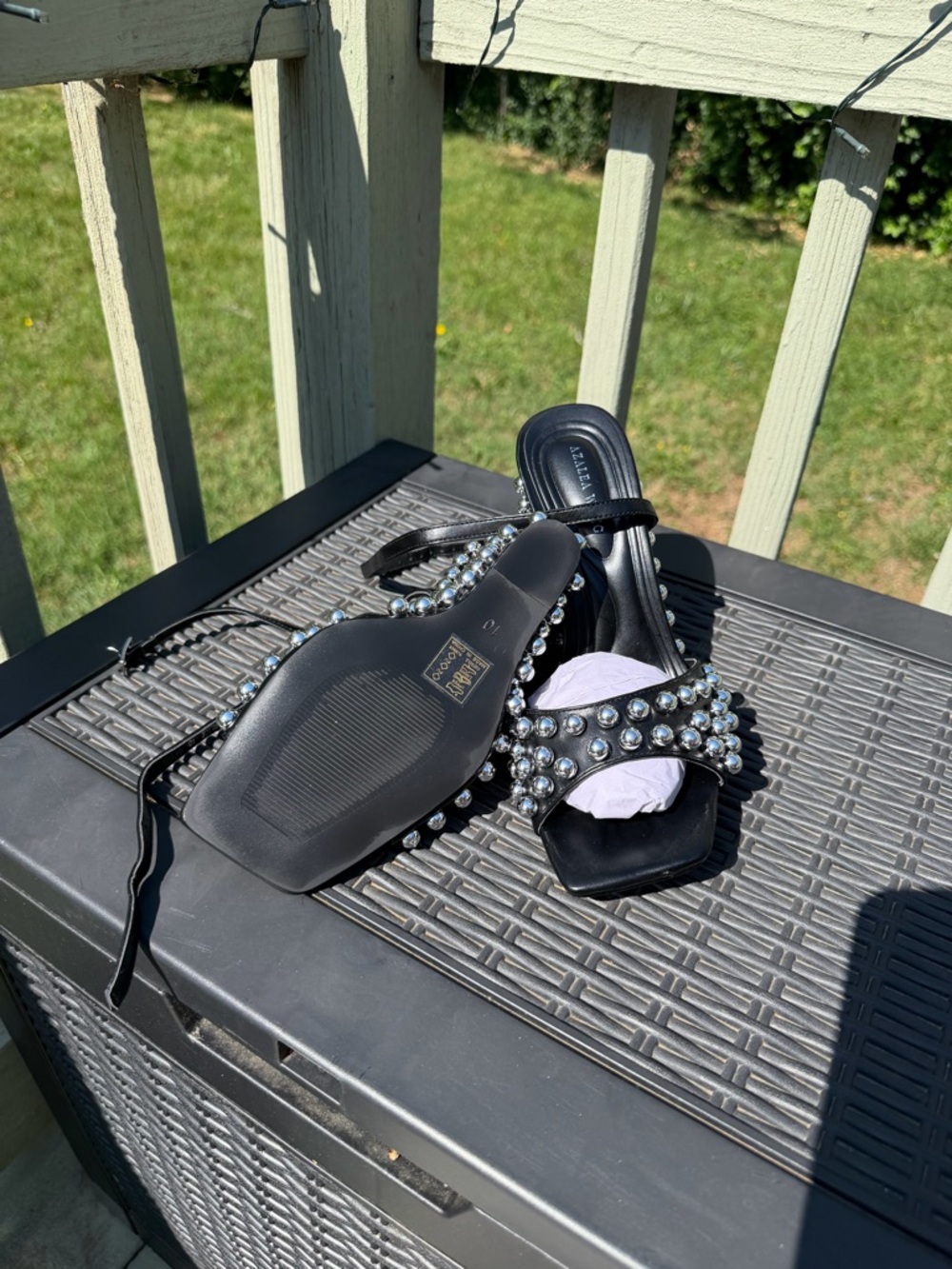 Azalea Wang Cybelle black embellished wedge sandal size 10 - Picture 10 of 13